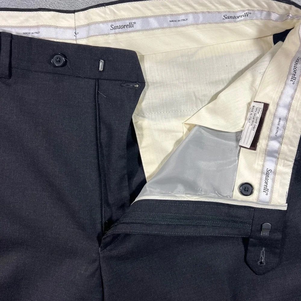 Santorelli Romeo Dress Pants Mens 38x28 Charcoal Grey‎ Good Italian Virgin Wool